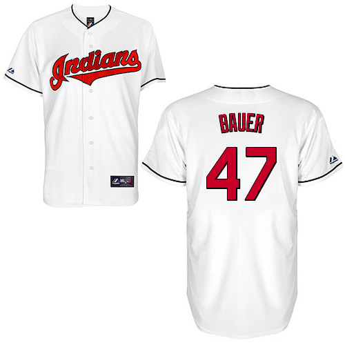 Trevor Bauer #47 Youth Baseball Jersey-Cleveland Indians Authentic Home White Cool Base MLB Jersey